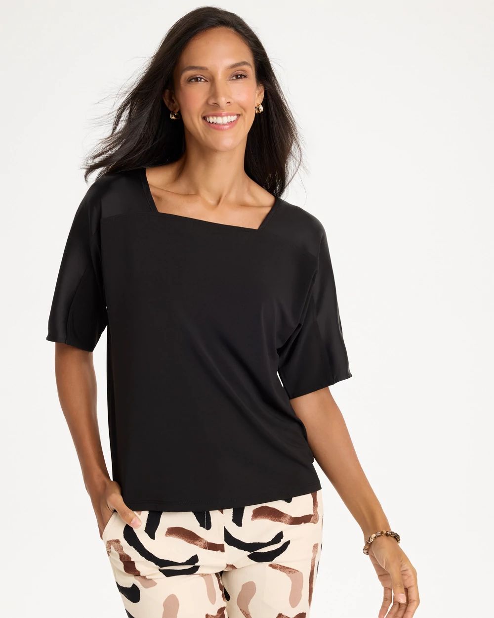 Jersey Satin Trim Elbow Tee