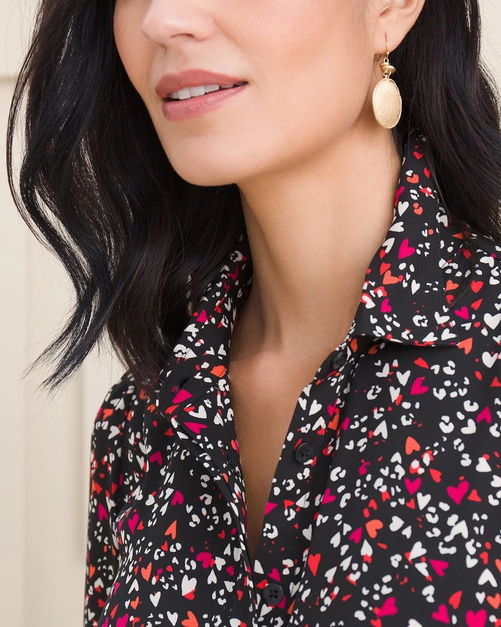Heart Print Maxi Shirt Dress