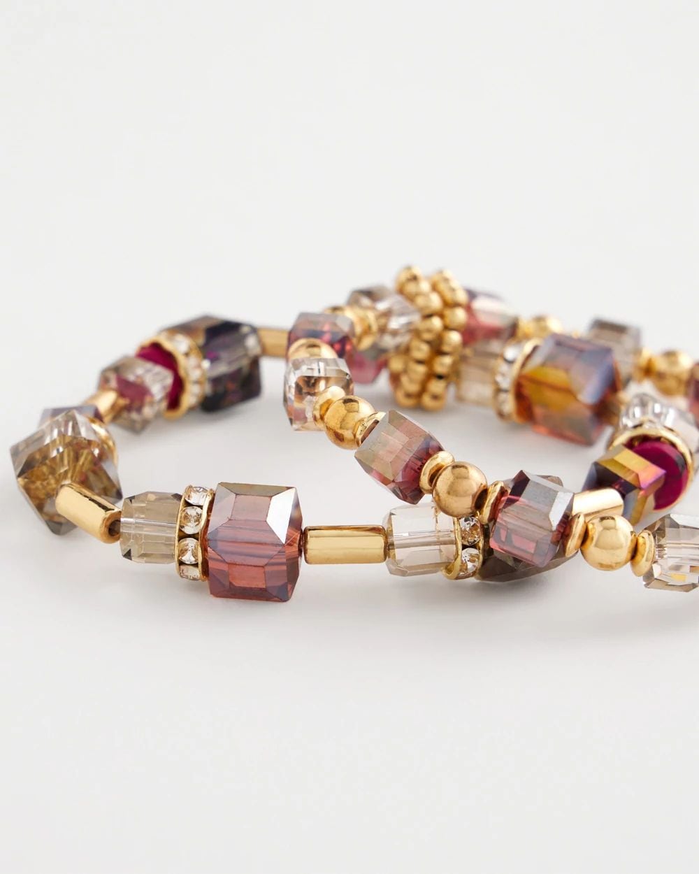 Art Deco Geo Glass Bead Stretch Bracelet Set