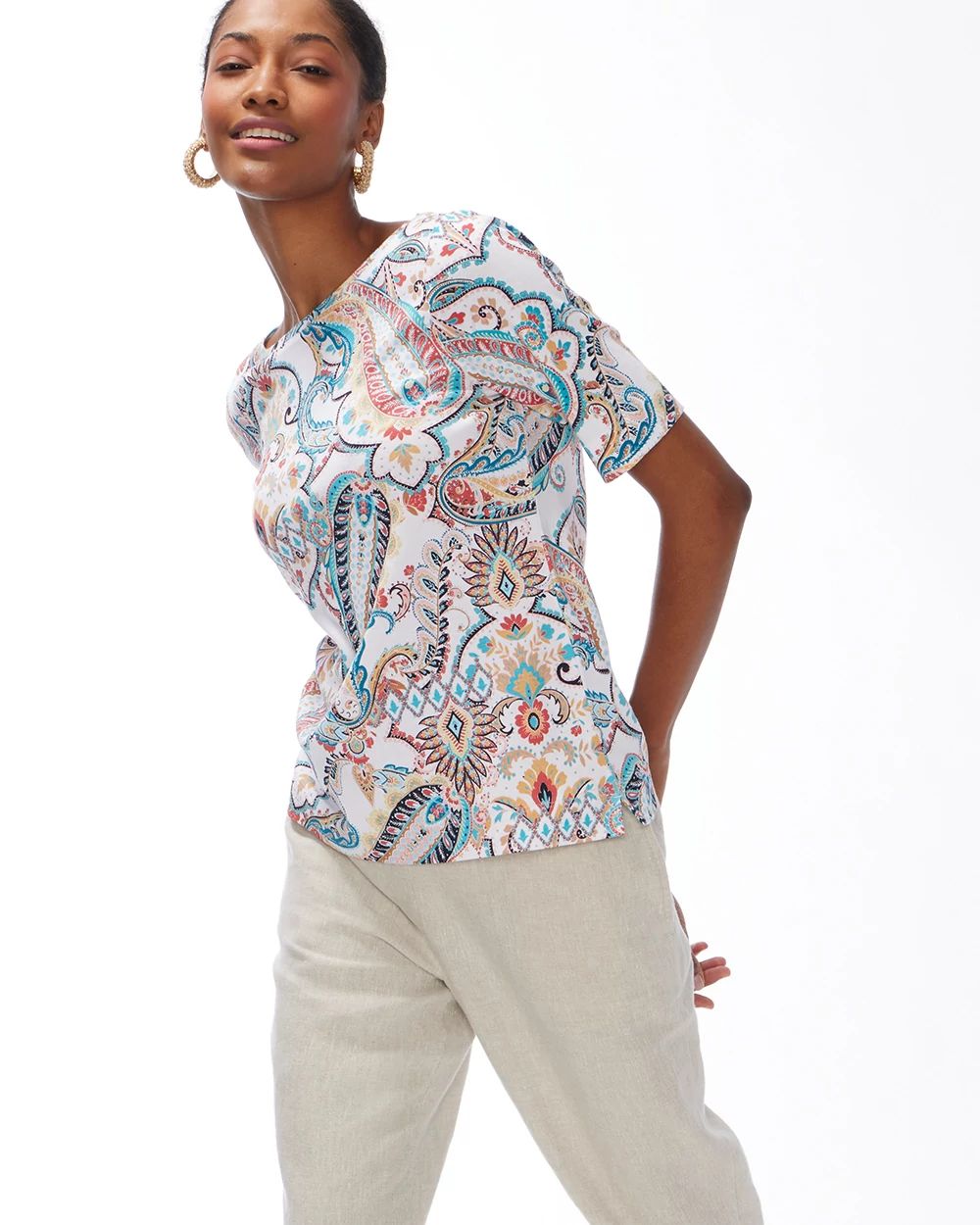 Paisley Pima Elbow Sleeve Tee