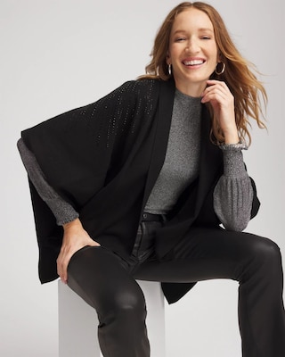 Embellished Shawl Collar Ruana click to view larger image.