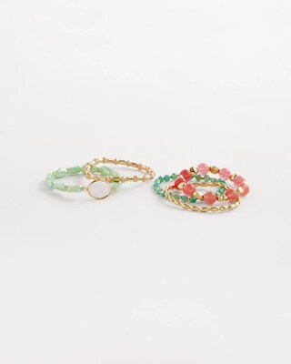 Green & Pink Stretch Set of Five Bracelets click to view larger image.