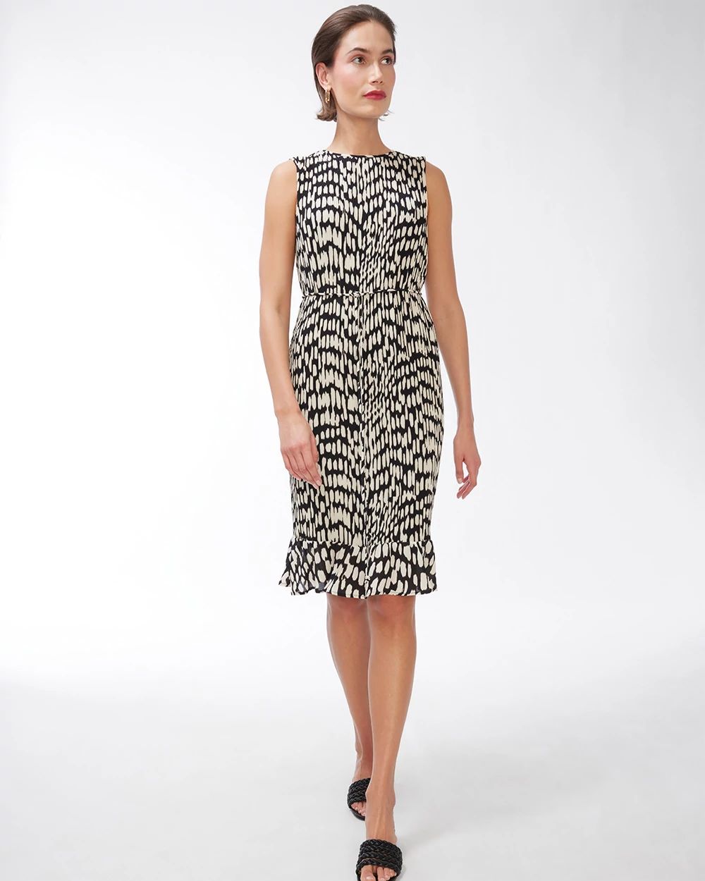 Black Label Two Tone Peplum Crinkle Dress