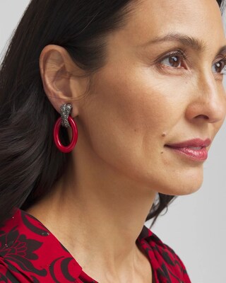 Red Link Hematite Earrings