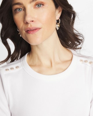 Ribbed Button Crewneck Tee click to view larger image.