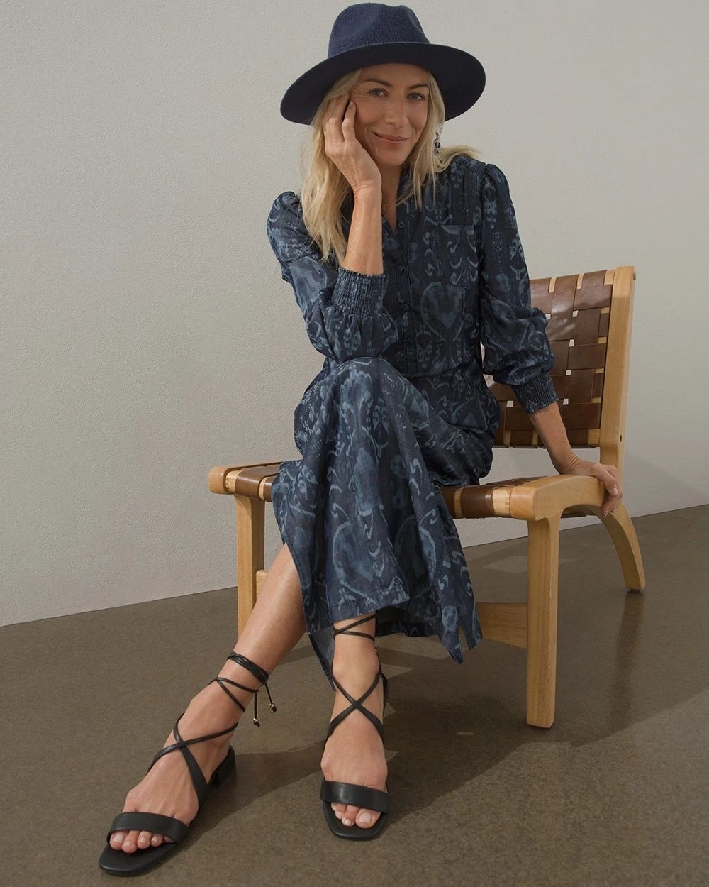 Tencel Ikat Print Shirt Dress