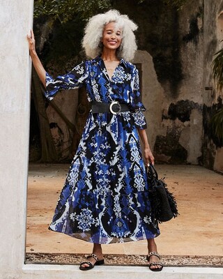 Ikat Tiered Midi Dress