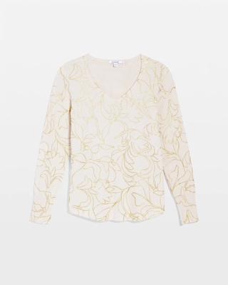 Ella Foiled V-Neck Sweater click to view larger image.