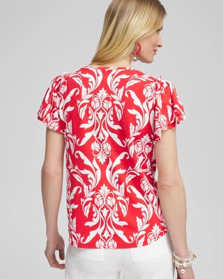Red Ruffle Sleeve Tee