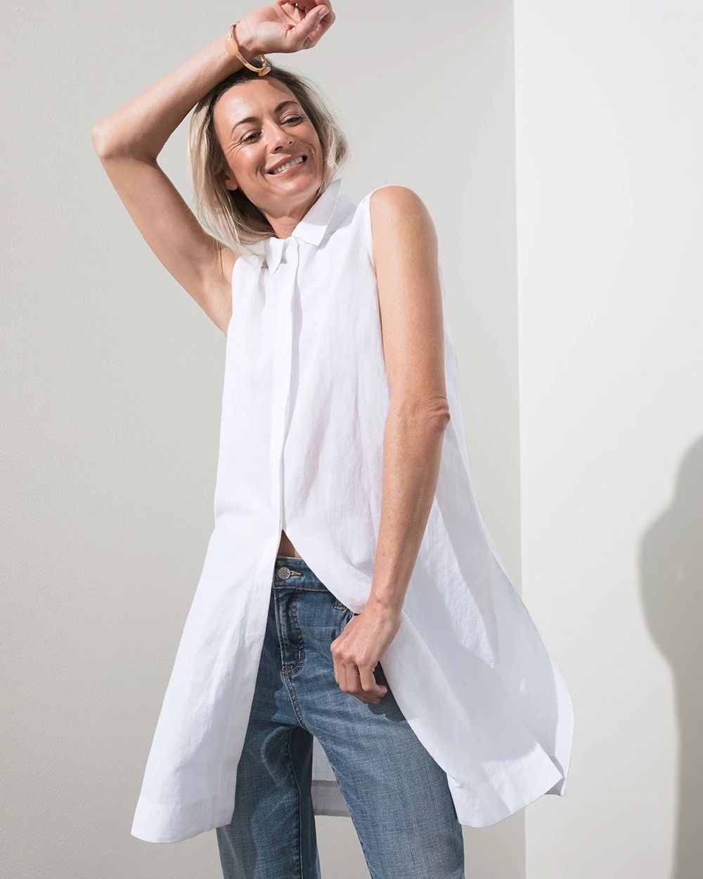 No Iron Linen-Blend Maxi Shirt