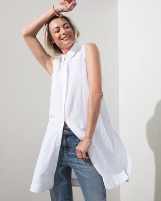 No Iron Linen-Blend Maxi Shirt