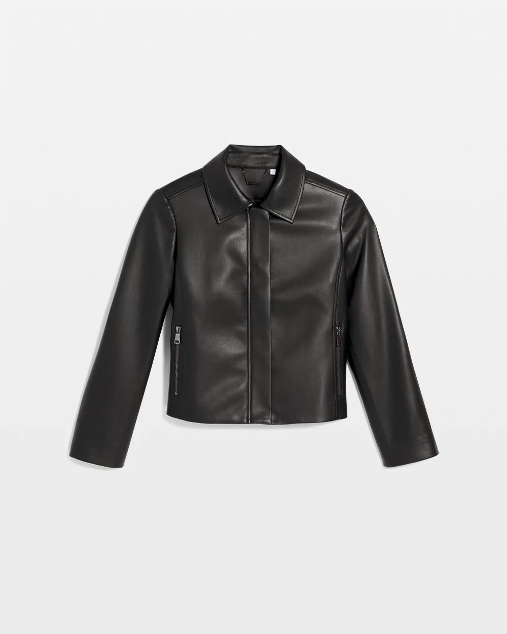 Faux Leather Zip-Front Jacket
