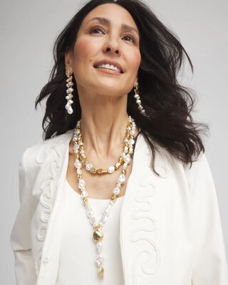 Double Strand Convertible Faux Pearl Necklace click to view larger image.