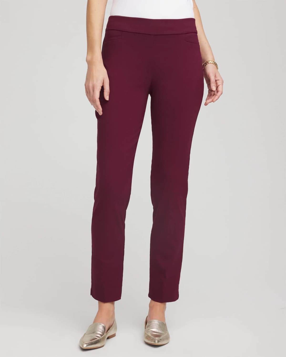 Chico's Petite Brigitte Slim Ankle Pants In Deep Chianti