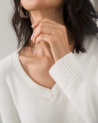Sequin V-Neck Pullover Sweater