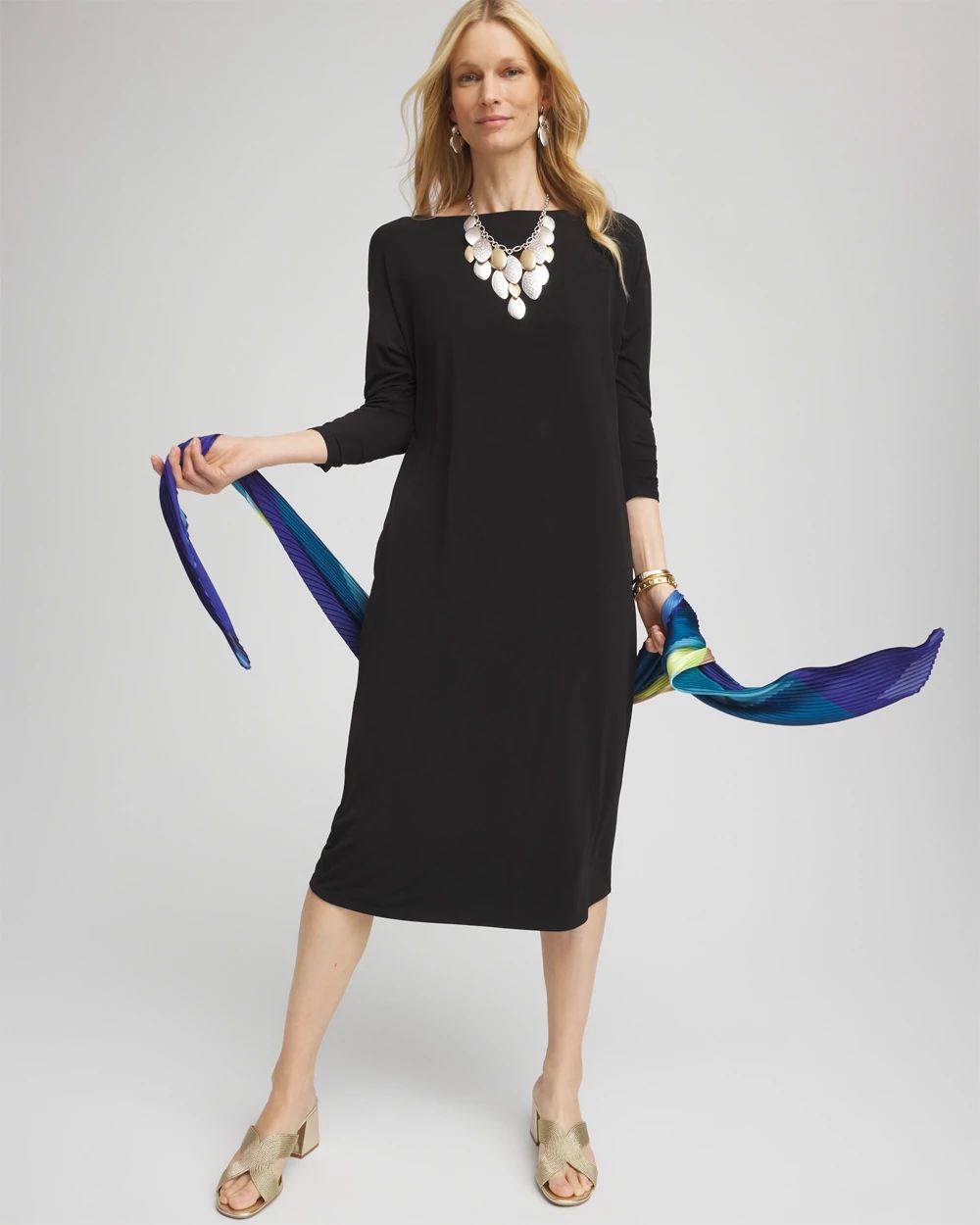 Batwing Sleeved Jersey Midi Dress