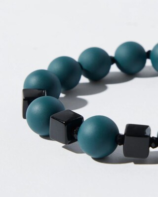 Matte Teal Square Stretch Bracelet