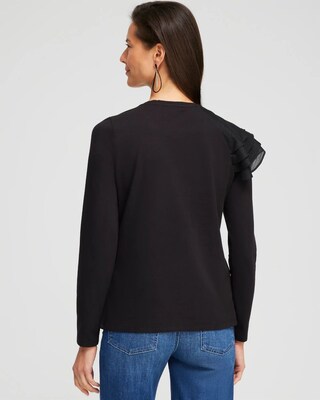 Chiffon Ruffle Detail Knit Tee