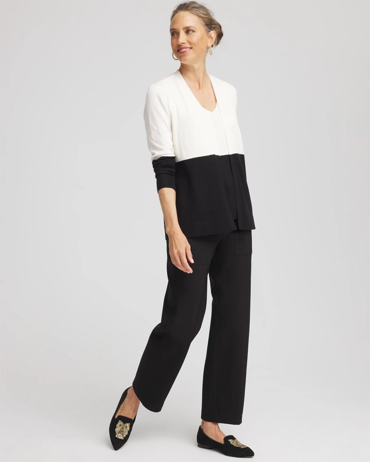 Chico's Bi-stretch Straight Cropped Ankle Pants In Black In Black