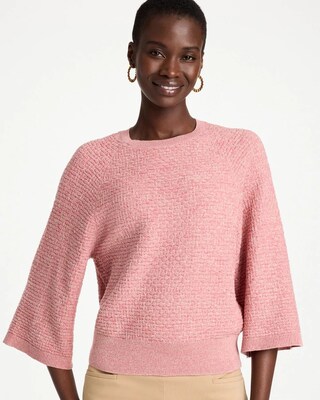 Cotton-Blend 3/4 Sleeve Pullover