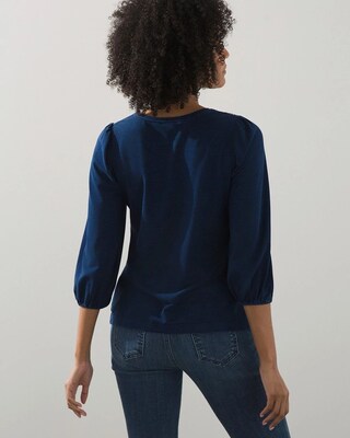 Embroidered 3/4 Sleeve Tee