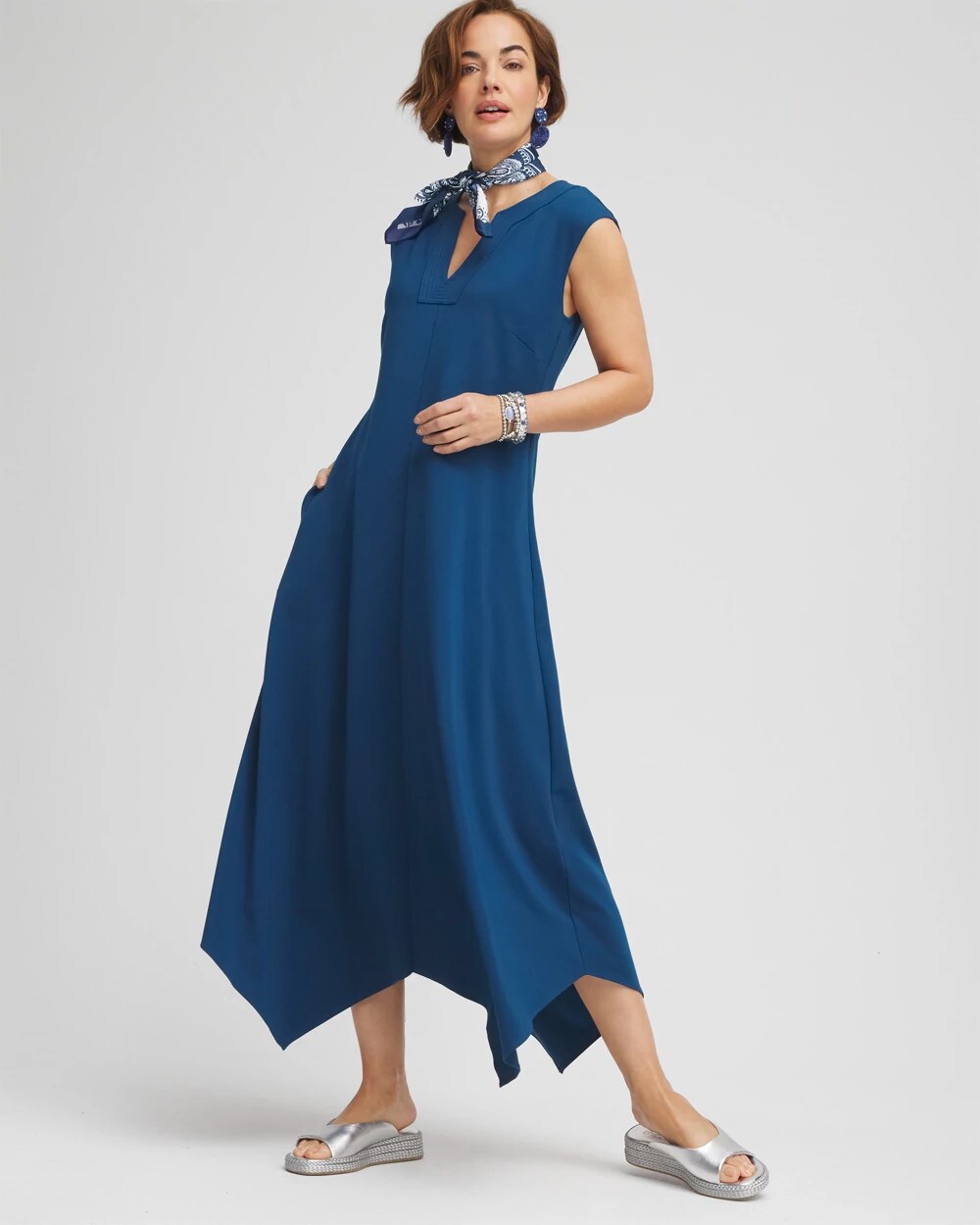 Trapunto Placket Midi Dress