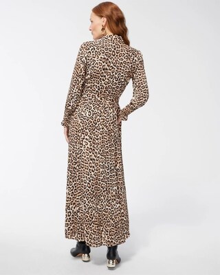 Crepe Animal Print Shirt Dress