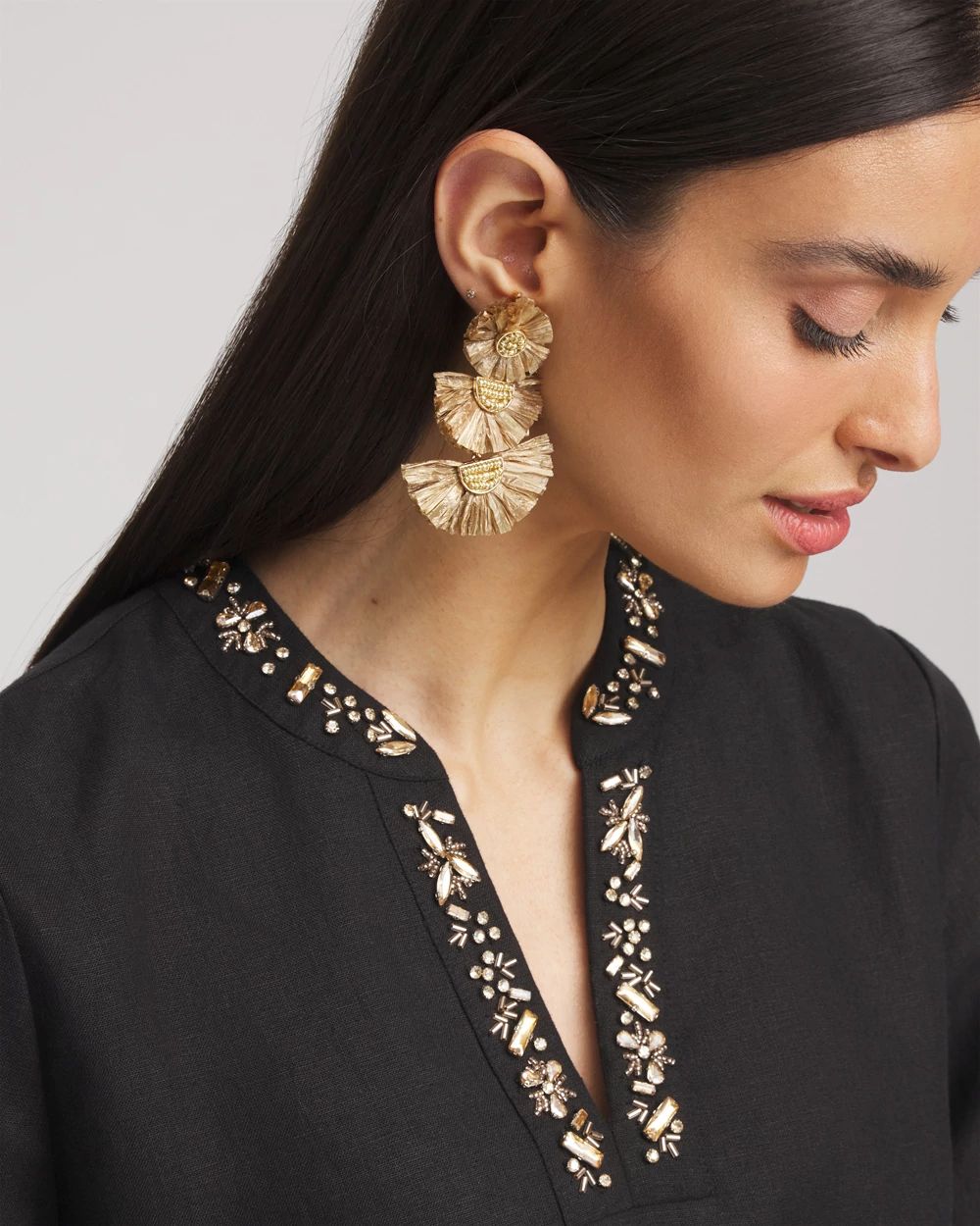 Embellished Linen Kurta Dress