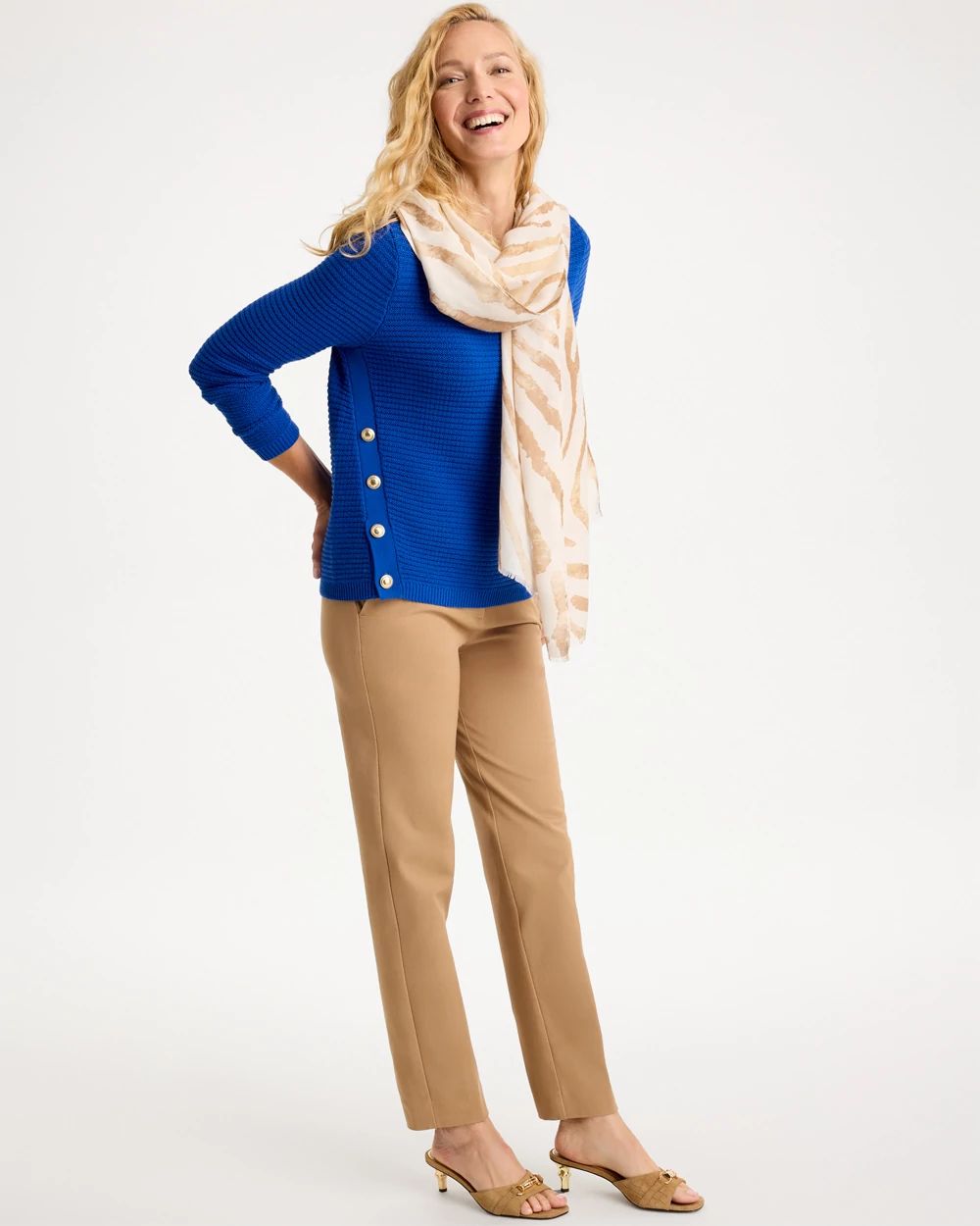 Button-Detail Pullover Sweater click to view larger image.