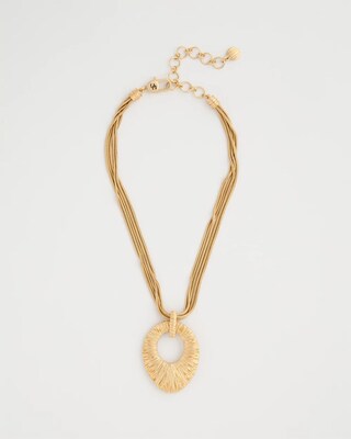 Crinkle Goldtone Pendant Necklace