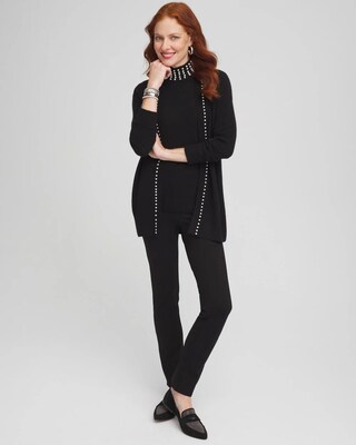 Cashmere Pearl Trim Cardigan click to view larger image.