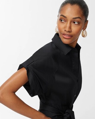 Poplin Tie Waist Shirt Dress