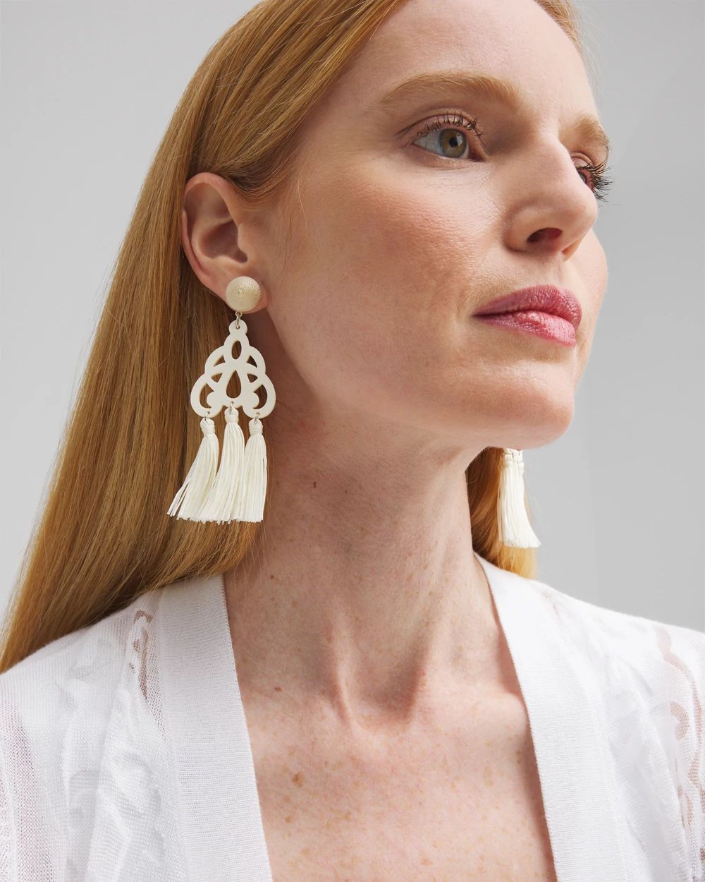 No Droop® White Fringe Earrings