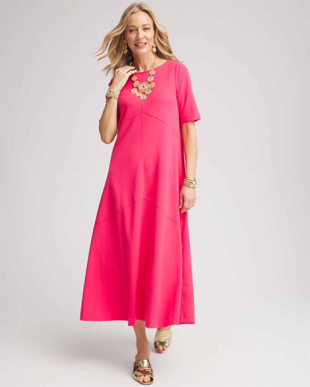 Petite Elbow-Sleeved Maxi Dress