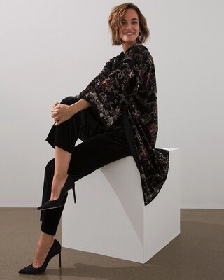 Travelers Collection Print Velvet Kimono