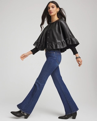 Faux Leather Ruffled Cape click to view larger image.
