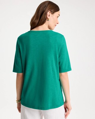 Cotton Slub Crewneck Button Tee click to view larger image.