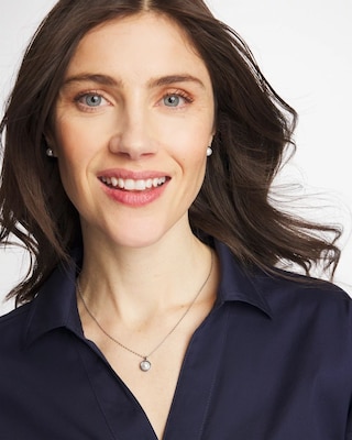 Silver Pearl Single Strand Necklace click to view larger image.