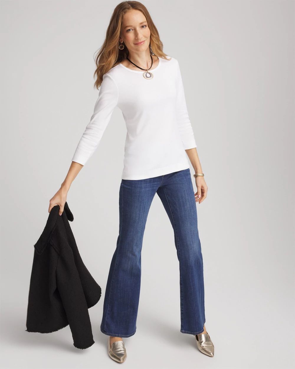 Pima Cotton Crewneck Button Tee