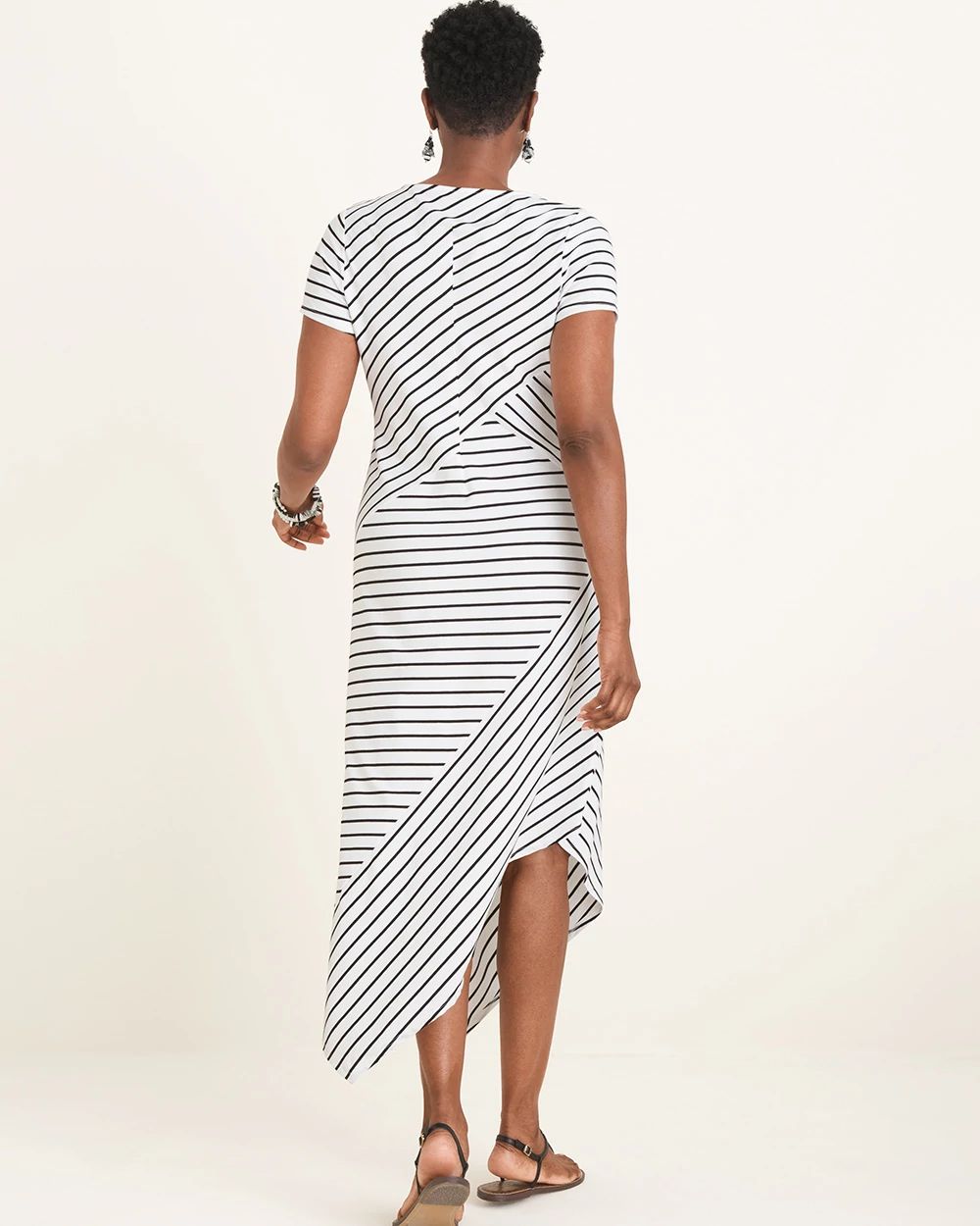Striped Asymmetrical-Hem Dress