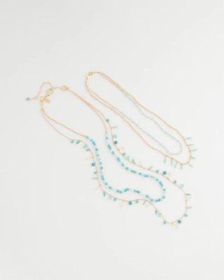 Multi-Strand Aqua Layering Necklace click to view larger image.