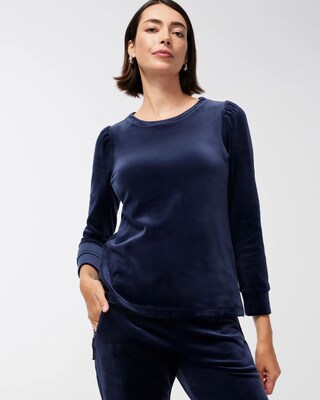 Zenergy Velour Shirred Sleeve Top
