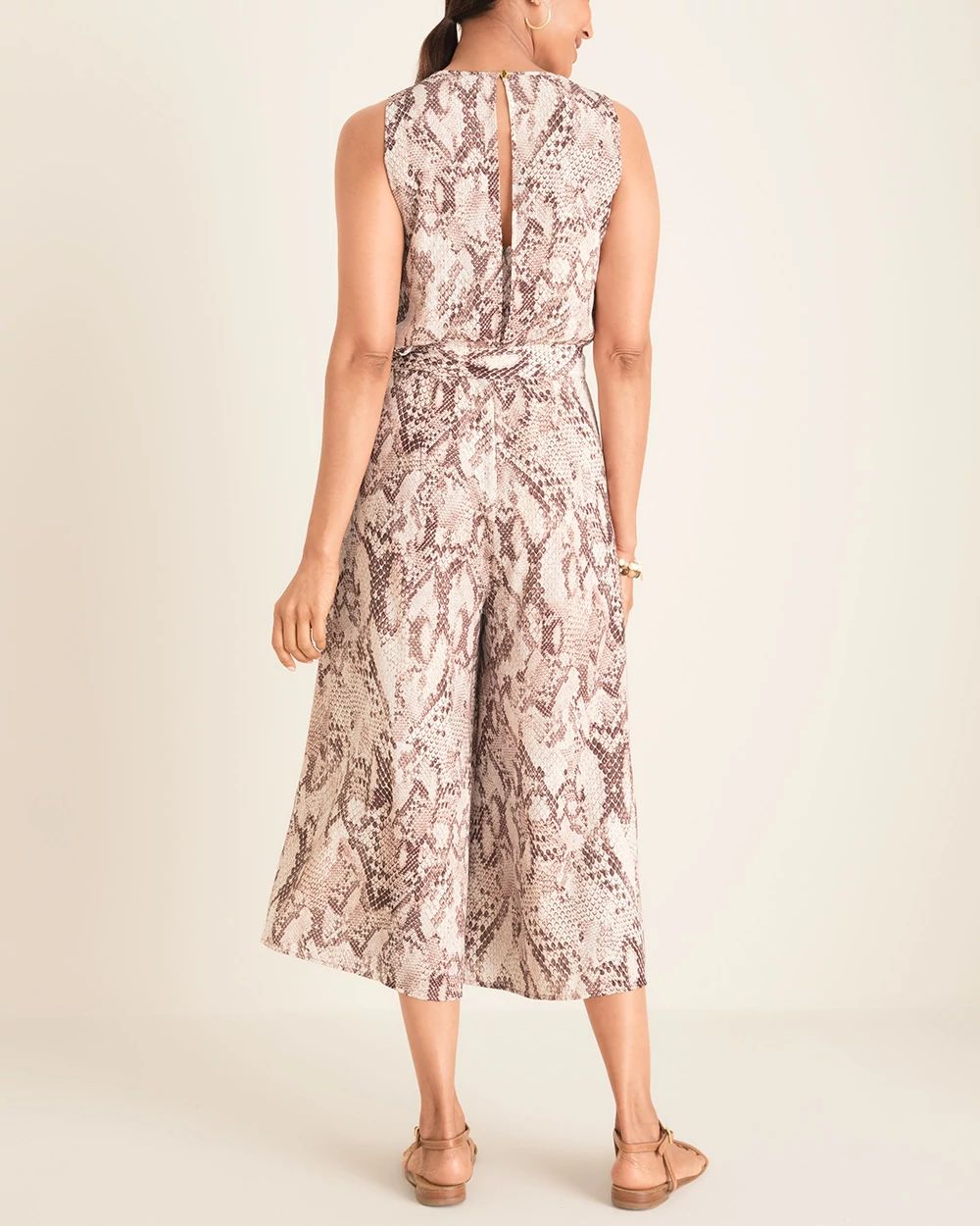 Vince Camuto Python-Print Cropped Jumpsuit