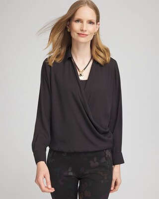 Surplice Bubble Hem Shirt
