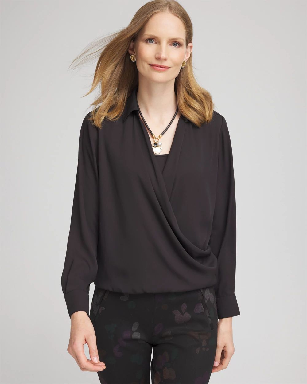 Surplice Bubble Hem Shirt