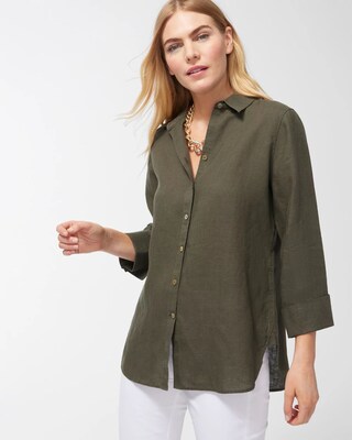 No Iron Linen 3/4 Sleeve Shirt