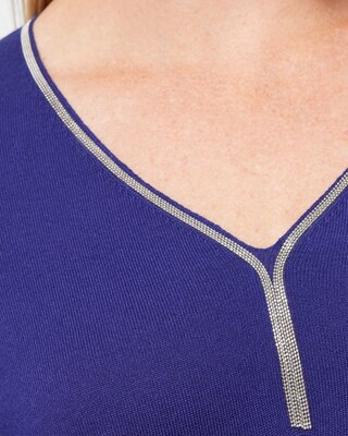Caviar Trim V-Neck Pullover Sweater click to view larger image.