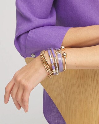 Purple Enamel Bar Stretch Bracelet