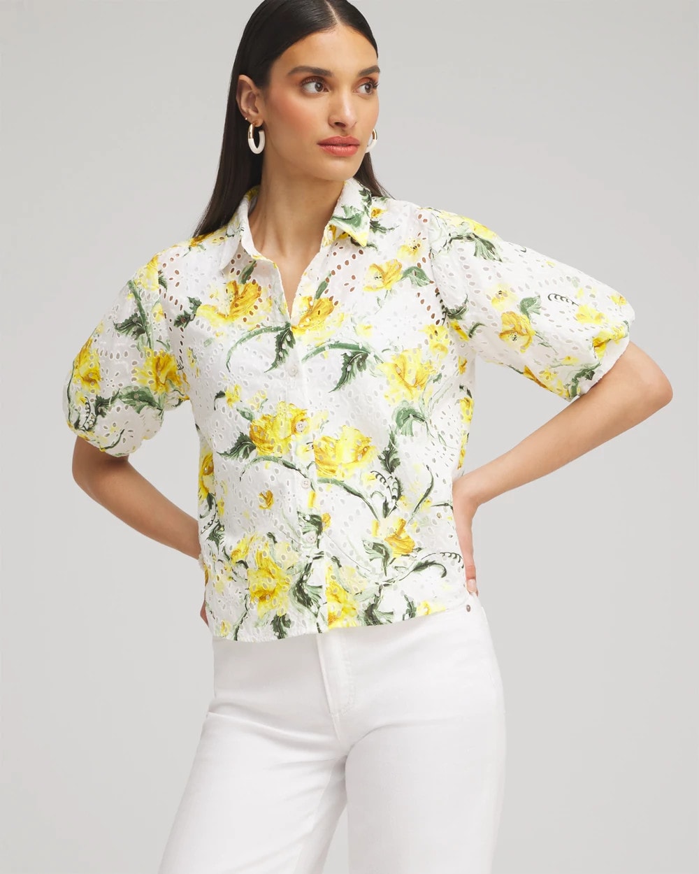 Floral Eyelet Shirt