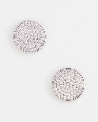 Silver Tone Pavé Stud Earrings